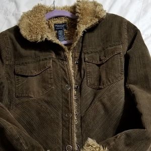 American Eagle Corduroy Jacket With Fur Collar